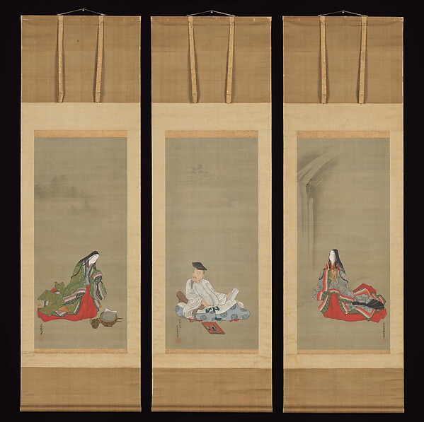 人麻呂 (中)  ・ 伊勢 (右) ・ 小町 (左) 図|Portraits of Three Famous Poets: Hitomaro (M) ・Ise (R) ・Komachi (L)