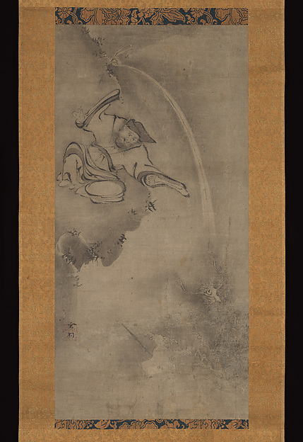 雪村周継筆　費長房図|Daoist Master Fei Zhangfang with a Dragon