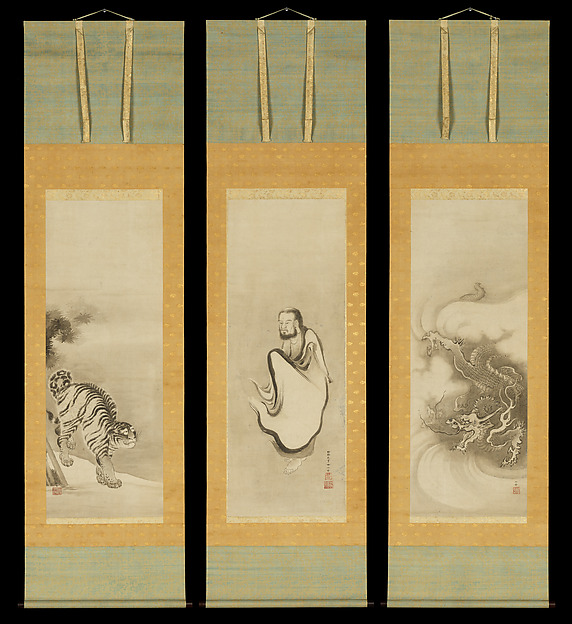 Shakyamuni Emerging from the Mountains, with Dragon and Tiger