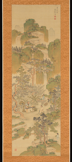 大倉笠山筆　高山流水・愈伯牙鐘子期図|High Mountains, Flowing Water: Yu Boya and Zhong Ziqi 