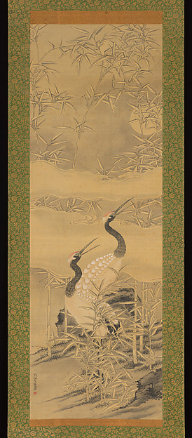 田能村竹田筆  竹林双鶴図|Pair of Cranes in Bamboo Grove