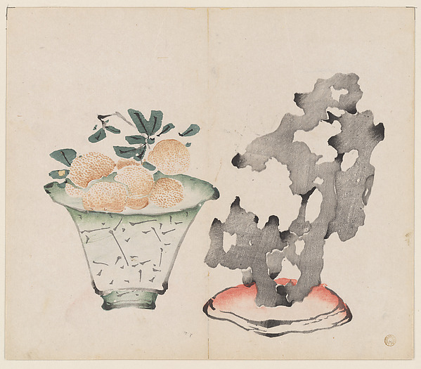 A flower and bird printed leaf from the Ten Bamboo Studio Manual.