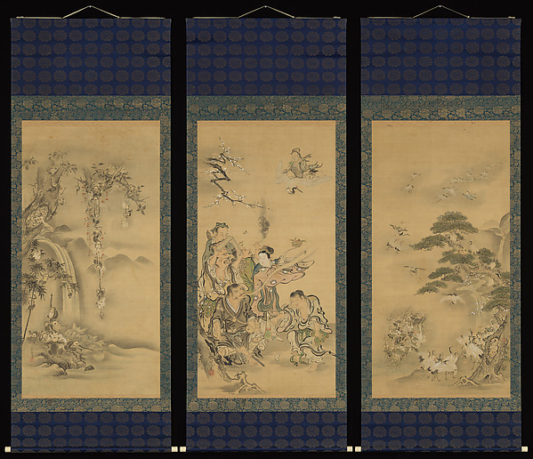 八仙猿鶴図|Eight Daoist Immortals, Cranes, and Gibbons