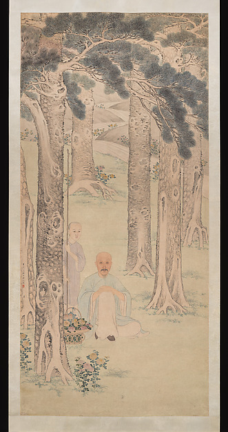 Portrait of a gentleman gathering chrysanthemums