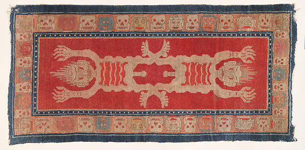 Tantric Rug with Two Flayed Male Figures