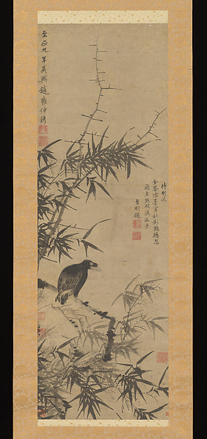 明佚名仿林良喜上梅梢圖軸|Birds Amidst Blossoming Plum and