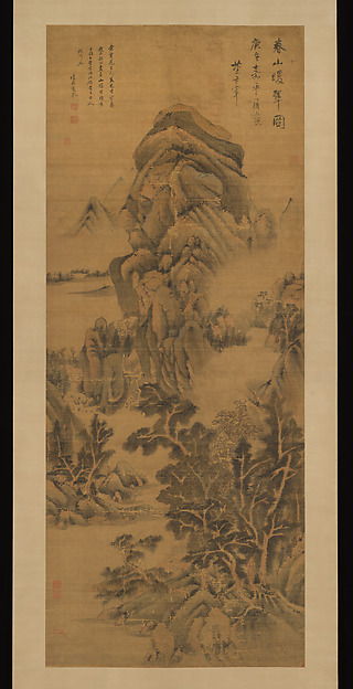 明    董其昌   春山暖翠圖    軸|Spring Mountains over Warm Greenery