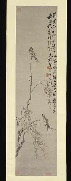 清　李鱓　 燕柳圖　軸|Swallows