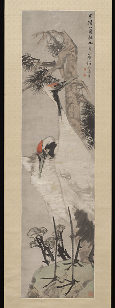 清  任頤  松鶴圖  軸|Cranes, Pine Tree, and Lichen