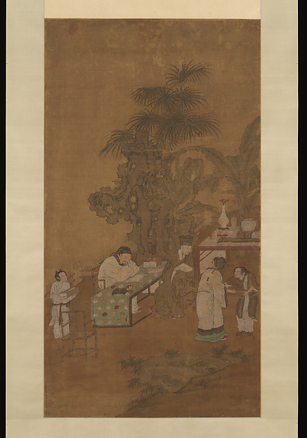 明　佚名　庭院讀書圖　軸|Elegant gathering in a garden
