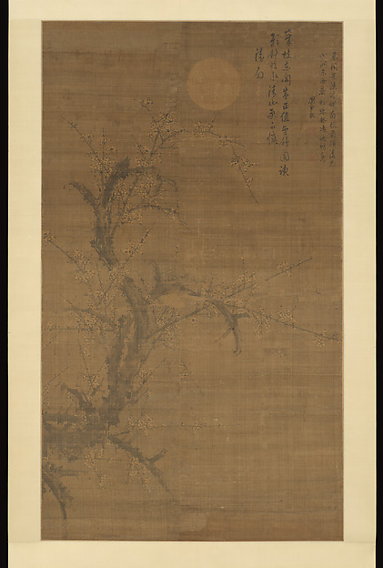明  劉世儒  月下雪梅圖  軸|Flowering Plum in Moonlight and Snow
