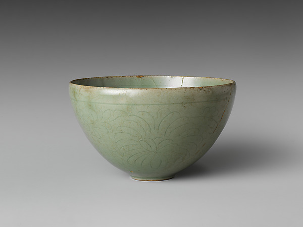 Bowl with flowers, waves, and a cloud