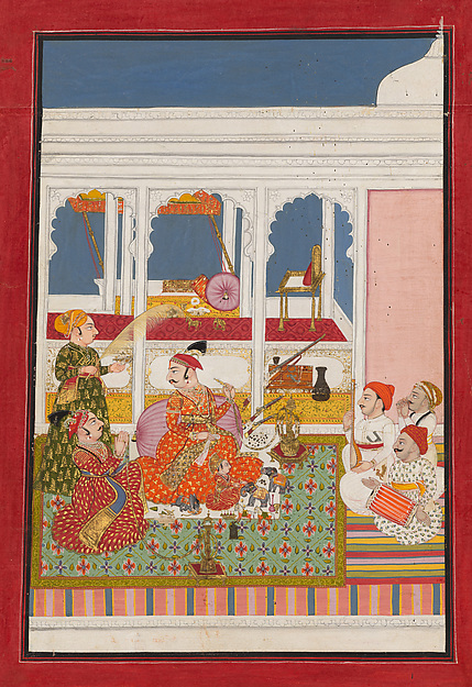 Maharaja Baghji with Courtiers and His Infant Son