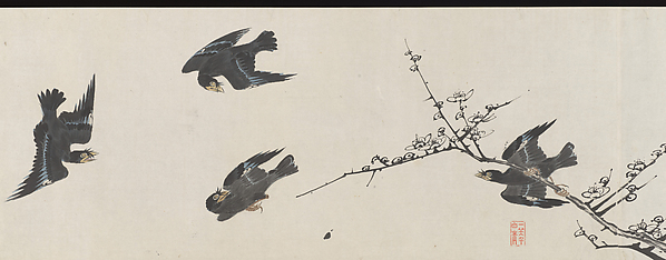“Fifty Mynah Birds by a Wintry Marsh” (Kankō hanbyaku zu) by Itsuzan Mokuin, The Metropolitan Museum of Art