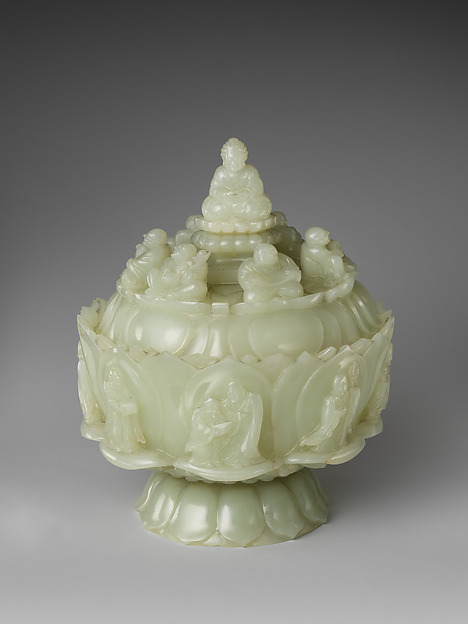 Lotus bowl with Buddhist figures