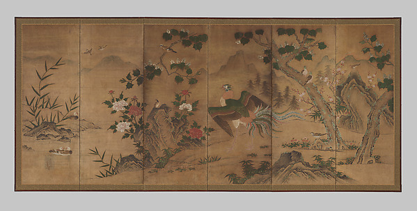 Phoenix and Peacock in a Landscape