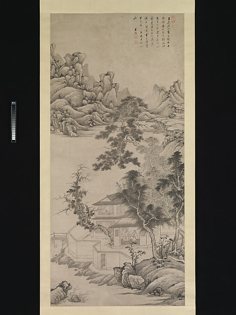 清   王鑑   倣巨然《溪山高士圖》   軸|Lofty Scholar among Streams and Mountains, in the manner of Juran