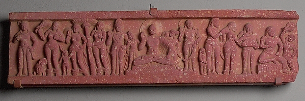 Section from a Frieze with a Seated Buddha and Attendants