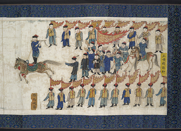 清  那爾敦布  順治皇帝進京之隊伍賽馬全圖  卷|Horsemanship Competition for the Shunzhi Emperor