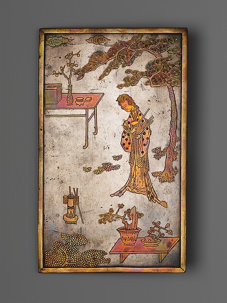 Table screen with woman playing touhu by an unrecorded maker, The Metropolitan Museum of Art