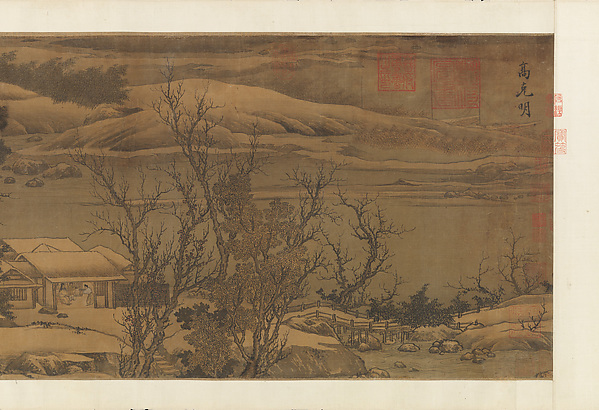 南宋   傳 劉松年   溪山雪意圖   卷|Snowy landscape with rustic riverside retreat