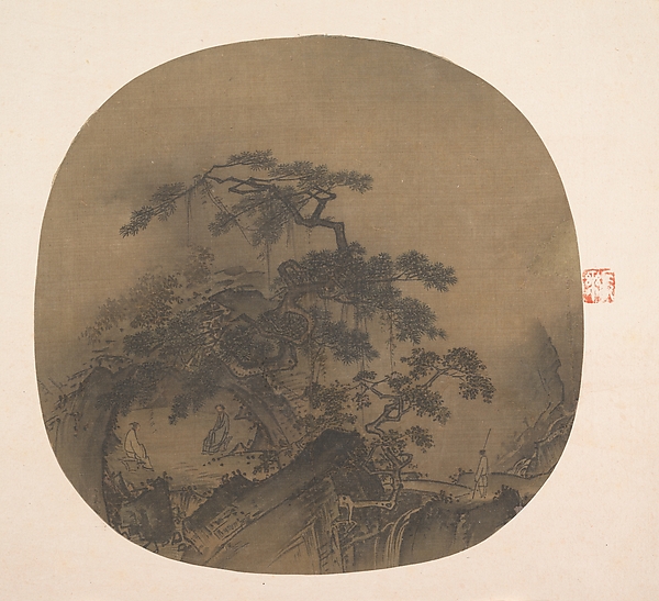 南宋  佚名  洞天論道圖   團扇|Conversation in a cave