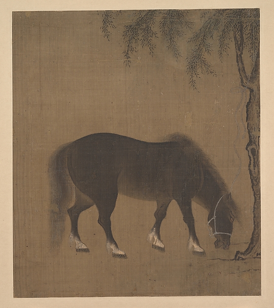明  佚名  柳馬圖  冊頁|Horse and Willow Tree