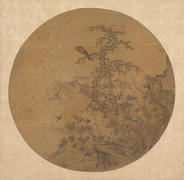 元/明   佚名  古木竹禽圖   團扇|Old Tree, Bamboo, and Birds