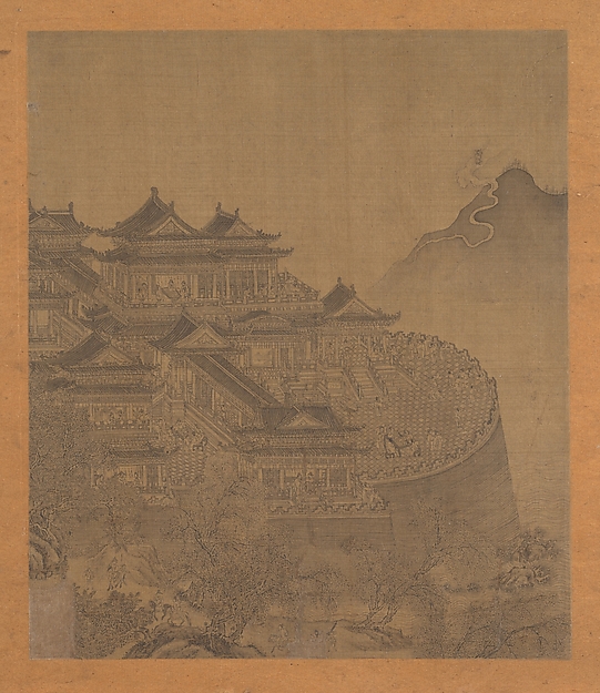 元     佚名     倣夏永    呂洞賓過岳陽樓    冊頁|明   佚名   呂洞賓過岳陽樓圖   冊頁|The Immortal Lü Dongbin Appearing over the Yueyang Pavilion