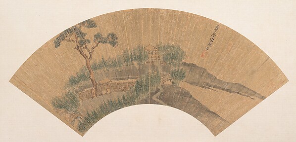 明   宋懋晉   樓居圖   扇|Dwelling in Landscape