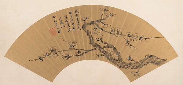 明/清   項聖謨   梅花   扇|Branch of Blossoming Plum