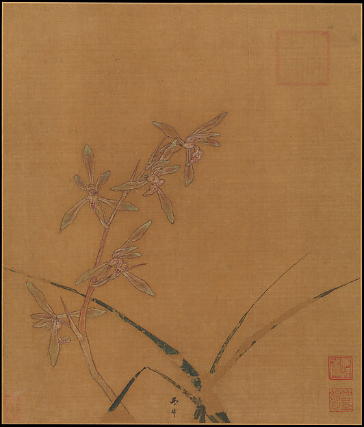 南宋 馬麟 蘭花圖 冊頁 絹本|Orchids