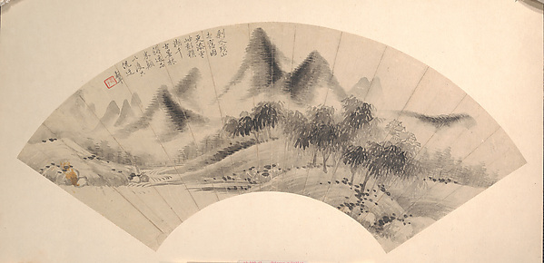 清   佚名   倣惲壽平   倣米家山水圖   扇|Landscape