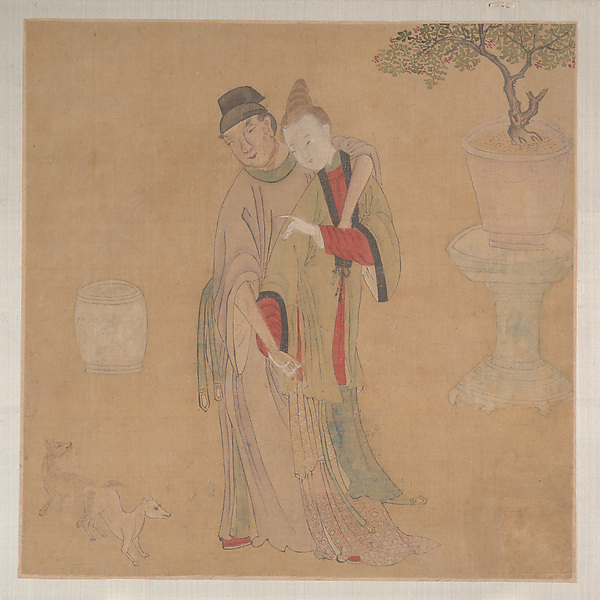 清　佚名　傳勾龍爽　番酋四歡八樂圖　冊頁|Tartar Officer with Blonde Lady