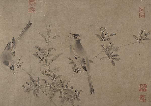 宋？　佚名　傳宋徽宗　白頭海棠圖　卷|Chinese Bulbuls on Flowering Cherry-Apple