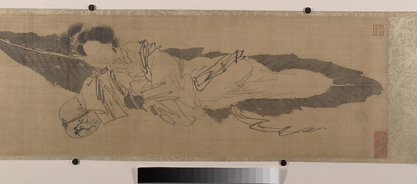 明　佚名　唐寅(僞款)　蕉葉仕女圖　卷|Beauty Sleeping on a Banana Leaf
