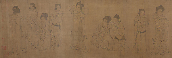 宋  佚名  倣周文矩  宮中圖  卷|In the Palace