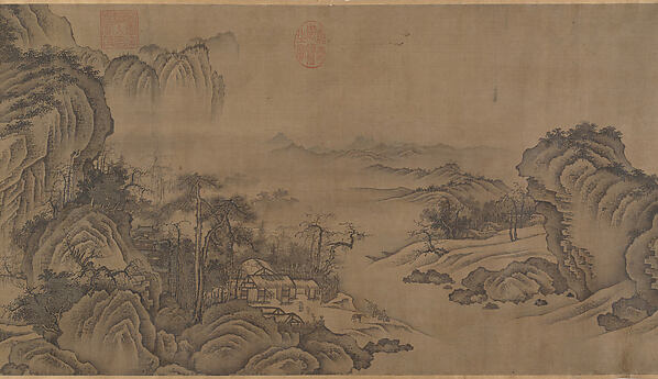 元/明   佚名   舊傳 燕文貴   秋山蕭寺圖  軸|Buddhist Temples amid Autumn Mountains
