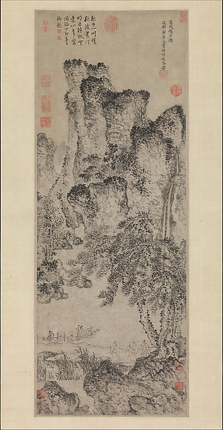 元  趙原 (元)  晴川送客圖  軸|Farewell by a Stream on a Clear Day