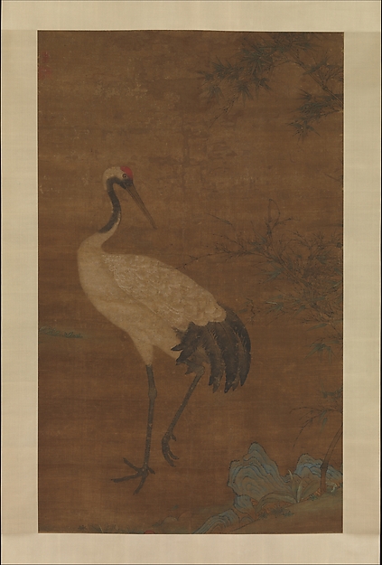 明    佚名    竹鶴雙清圖    軸|Crane in a bamboo grove