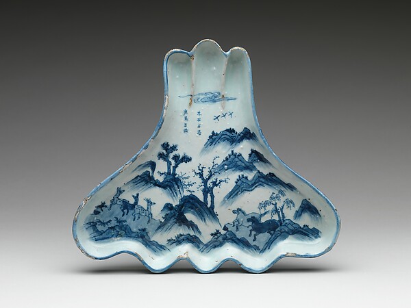 Dish in Shape of Mount Fuji with Horses and Deer
