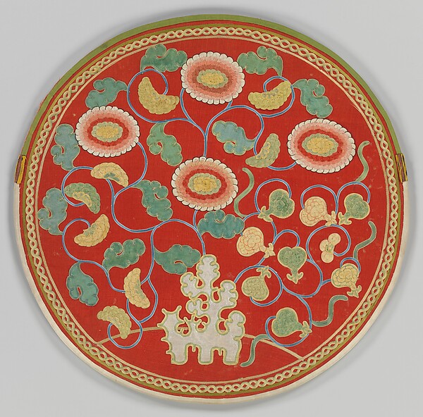 Mirror Case with Pattern of Rock, Chrysanthemums, and Pomegranates by an unrecorded maker, The Metropolitan Museum of Art