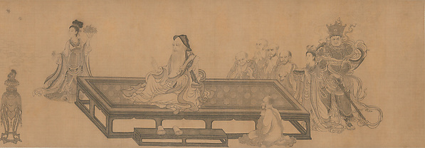 元  王振鵬  維摩不二圖  卷Vimalakirti and the Doctrine of Nonduality, Wang Zhenpeng (Chinese, active ca. 1275–1330), Handscroll; ink on silk, China