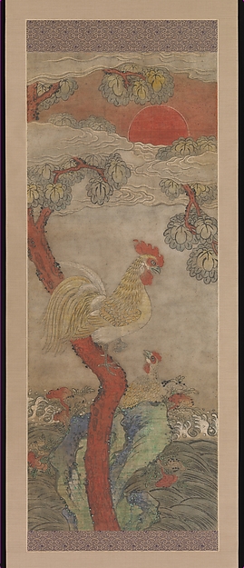 작자미상 	화조도   조선|作者未詳 花鳥圖 朝鮮|Golden Rooster and Hen