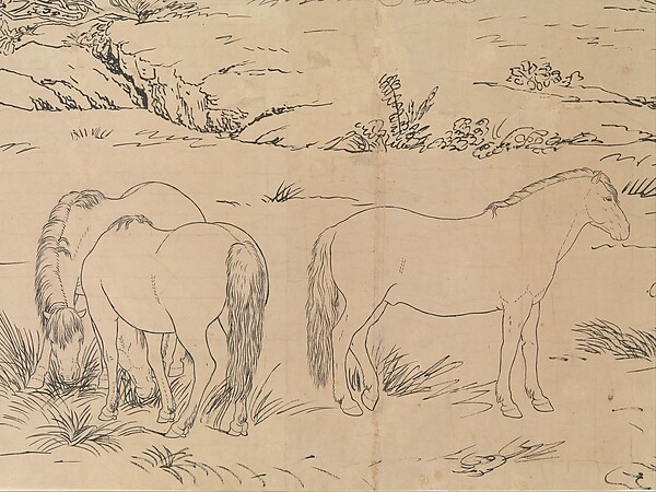 清 郎世寧	百駿圖白描稿 卷|One Hundred Horses
