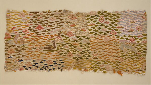 Textile with Aquatic Birds and Recumbent Animal