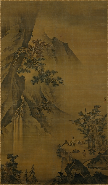 明    鍾禮    觀瀑圖    軸|Li Bai gazing at the waterfall on Mount Lu