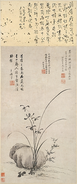 明  傳馬守真  蘭石圖  軸|Orchid and Rock