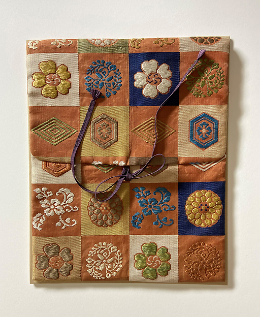 Bag for a Noh Mask with Flowers and Geometric Patterns