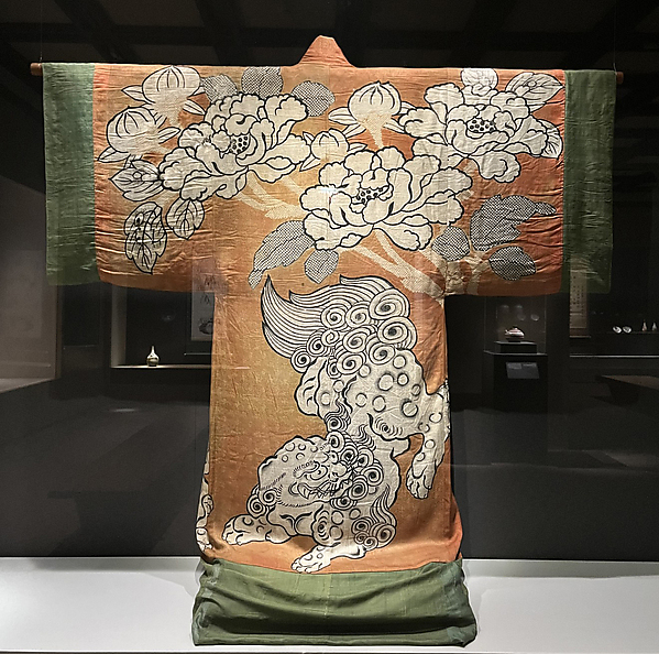 Kimono-Shaped Coverlet (Yogi) with Chinese Lions and Peonies by an unrecorded maker, The Metropolitan Museum of Art